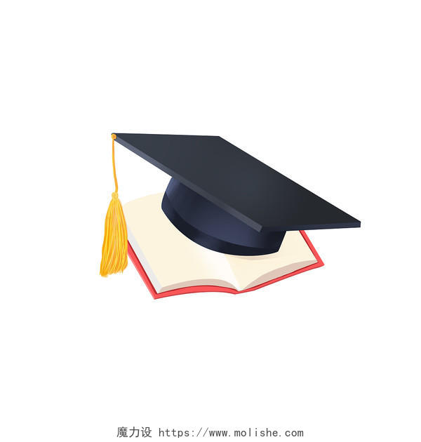 毕业季毕业礼帽帽子学士帽书本卡通PNG扁平素材